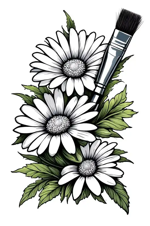 Paint Brush And Daisy
