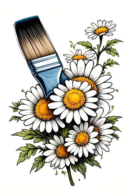 Paint Brush And Small Daisy