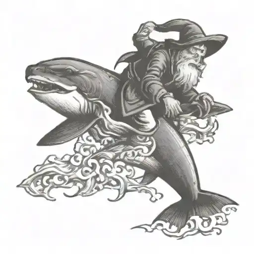 Wizard Riding A Hammerhead Shark