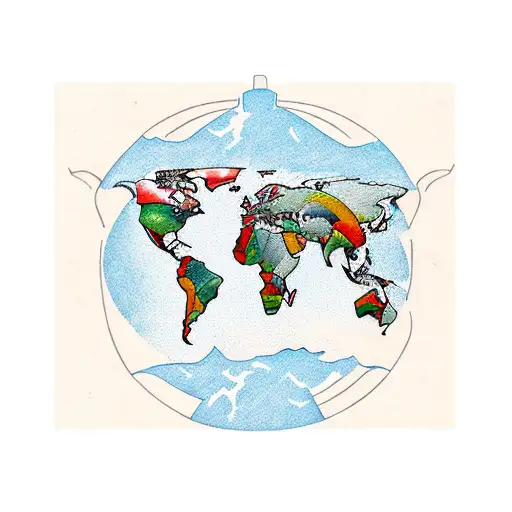 A Vintage Airplane Flying Over A Map Of The World