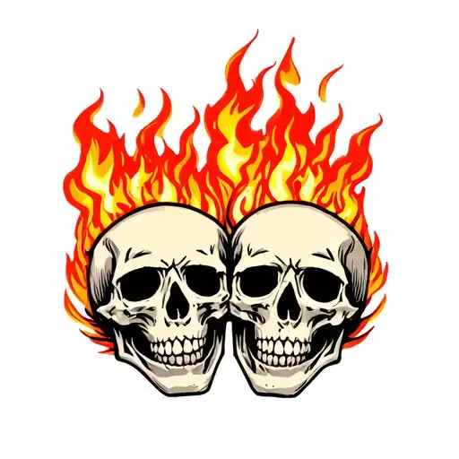Two Skulls On Fire