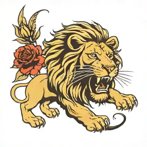 Rose And Lion Roaring