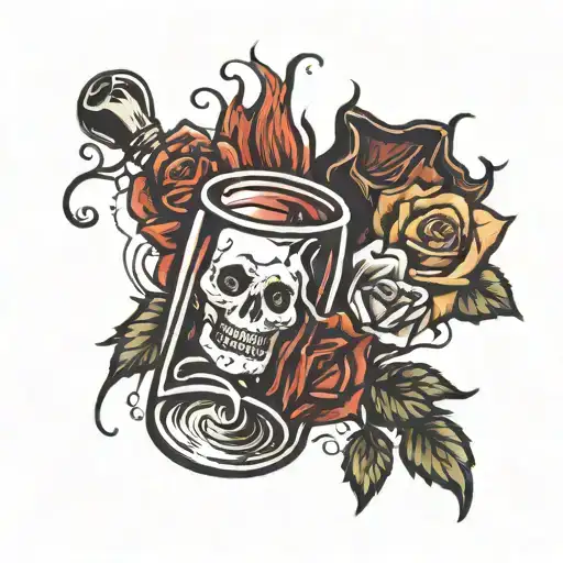 Melted Dice Rose And Wine Glass