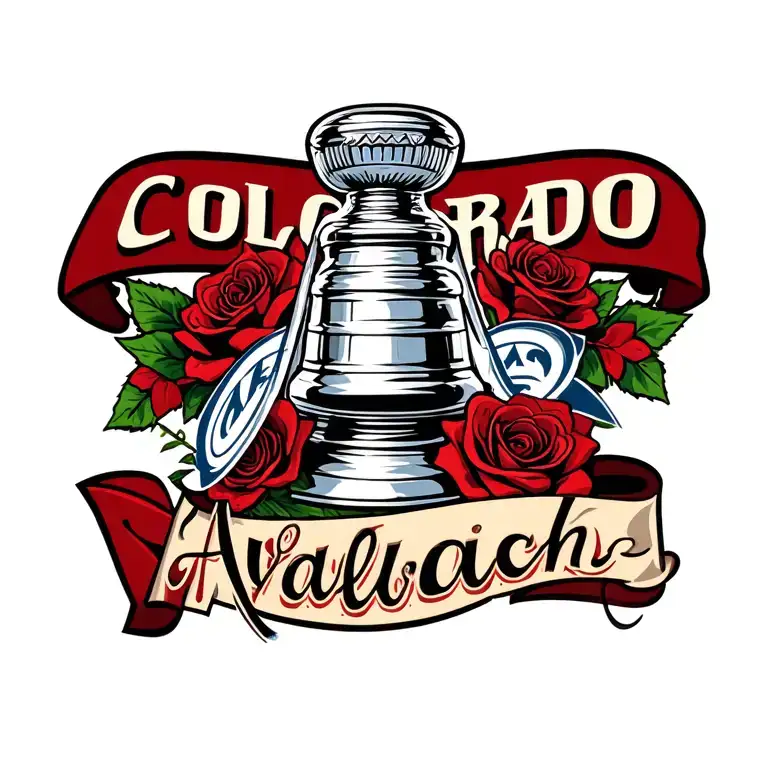 Colorado Avalanche With Roses And Stanley Cup