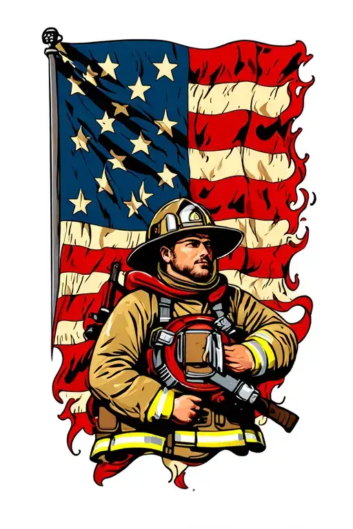 Fire Fighter Flag Intertwined