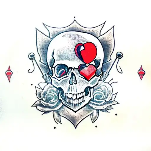 Skull With Sword Pinning A Heart In Its Mouth