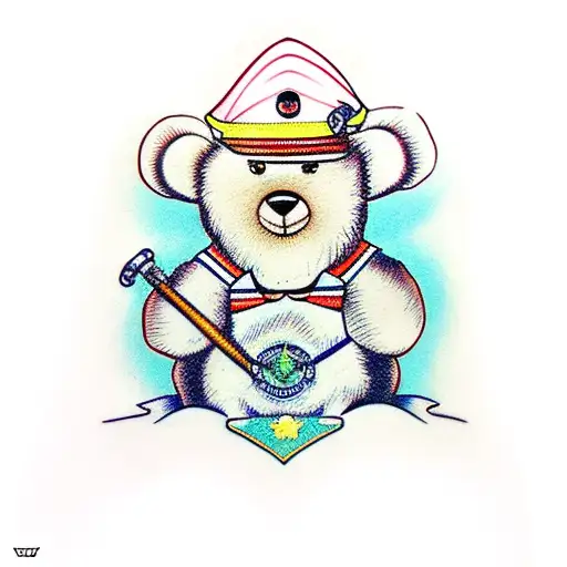 A Teddy Bear With A Sailor Hat
