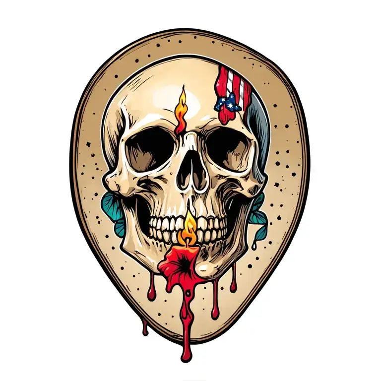 Skull Book Candle Melting