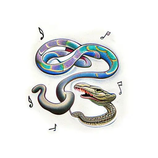 Snake Intertwined With Music Notes