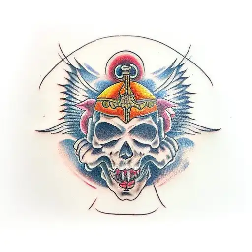 Angel And Demon Face In Arm