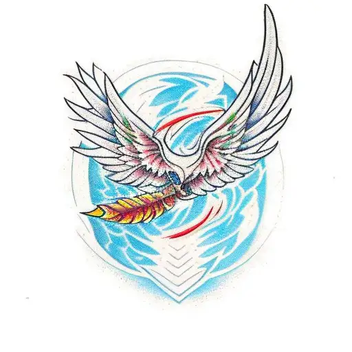 A Phoenix Feather Transforming Into A Stock Market Graph