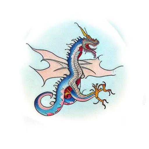 Long Dragon For The Forearm Tattoo With Two Spins Around The Forearm