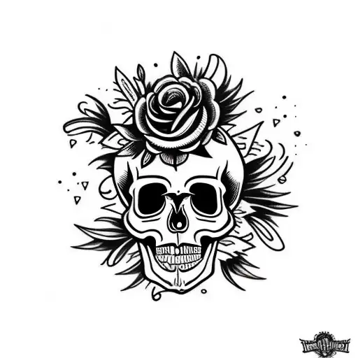 Flower Growing Out Of The Top Of A Skull