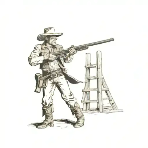 5 Point Perspective Of Cowboy Shooting A Gun