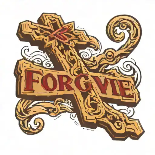 Wooden Cross With The Word Forgive Across