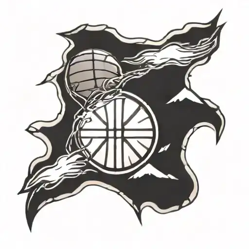 Basketball And Snowy Mountain Range