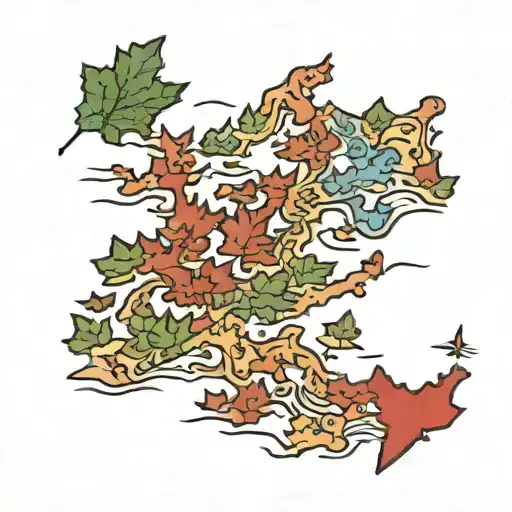 Map Of Italy With Canadian Maple Leaf Placed