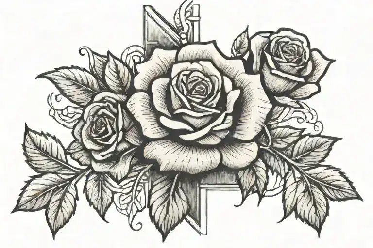 Rose On Cross Intertwined