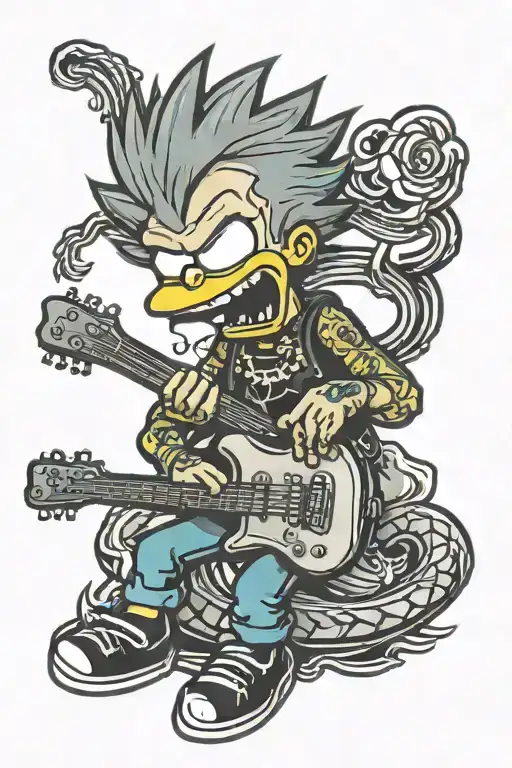 Punk Version Of Bart Simpson Playing Guitar Pin Up