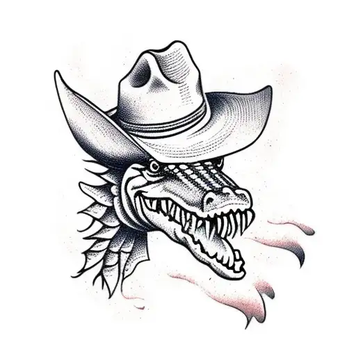 Alligator Wearing Cowboy Hat On A Horse