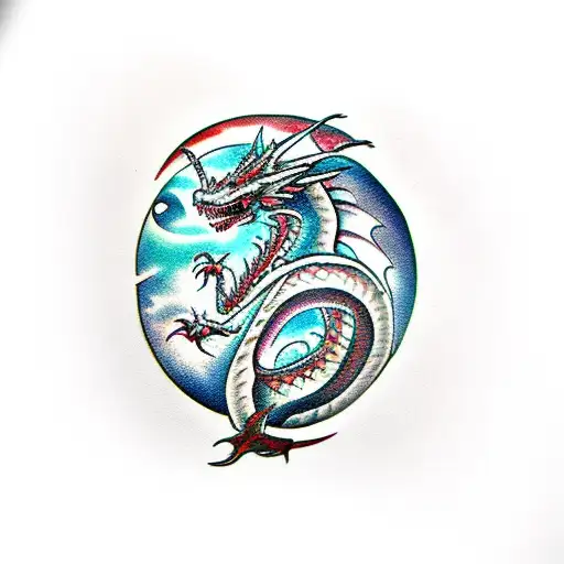 Bakunawa Dragon Stretch And Have The Moon Between Its Teeth