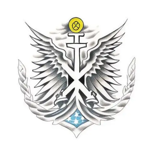 American Flag Tattoo With Christian Cross On Top