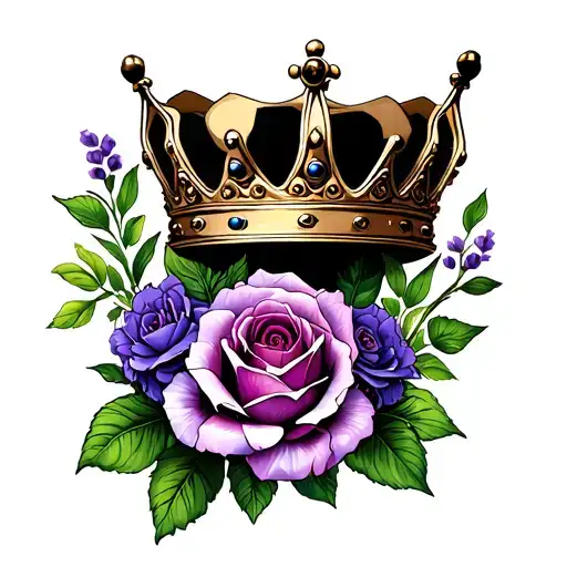 Crown With Rose And Violet Flower