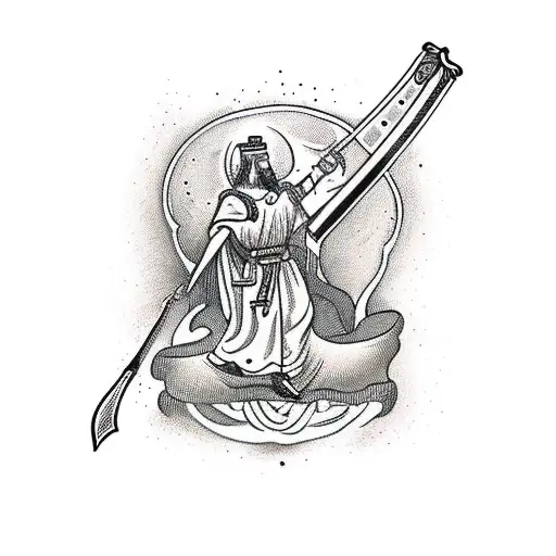 The Bible With A Sword Being Used As A Bookmark And The Tip Of The Sword Is Dripping Blood