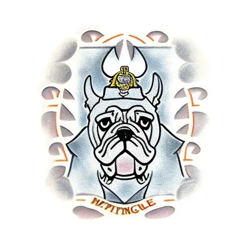 Usmc Cover On Fierce English Bulldog