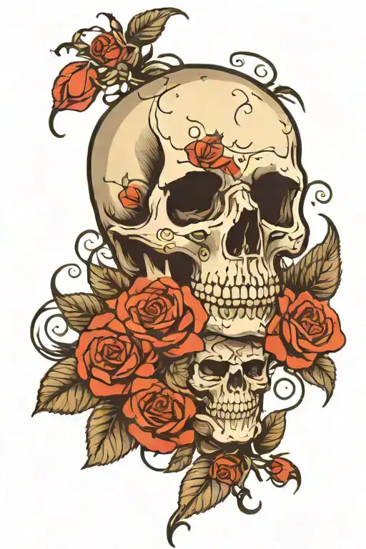 Skull And Roses Surrounding