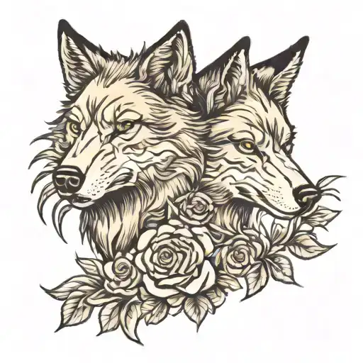 Two Headed Wolf Traditional Style