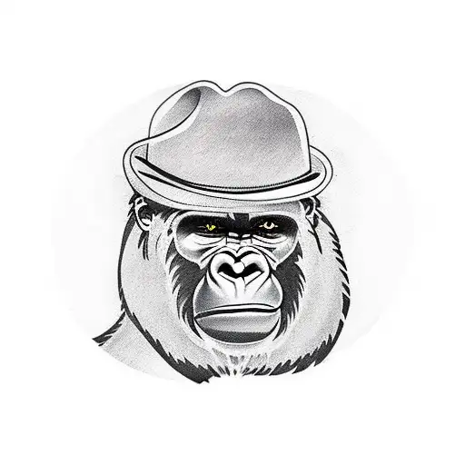 Gorilla Wearing A Pink Cowboy Hat Drinking A Soda