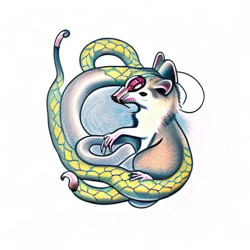 Opossum With Snake