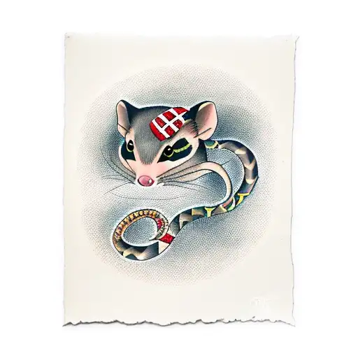 Opossum With Snake