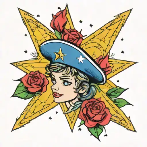 Small Nort Star With A Peter Pan Hat In The Middle