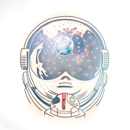 Astronaut With Reflection Of Earth In The Helmet