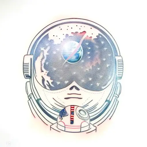 Astronaut With Reflection Of Earth In The Helmet