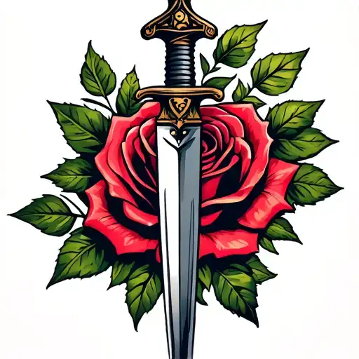 Traditional American Dagger With Rose