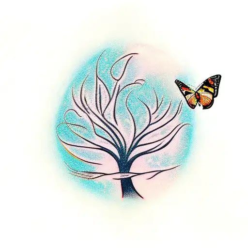 Tree Of Life With A Butterfly