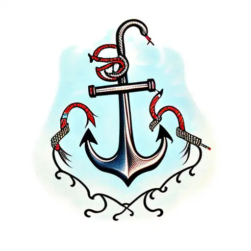 A Traditional Anchor With Fishing Hooks And A Banner That Says 'Father And Son'