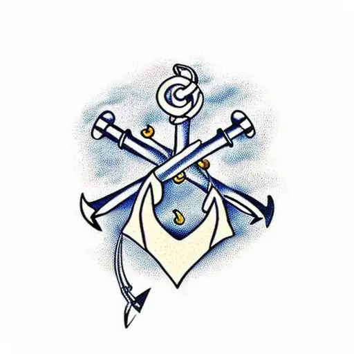 A Traditional Anchor With Fishing Hooks And A Banner That Says 'Father And Son'