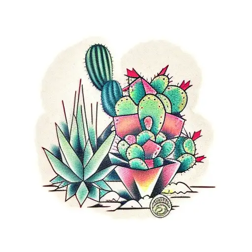 Cactus In A Funky Pot