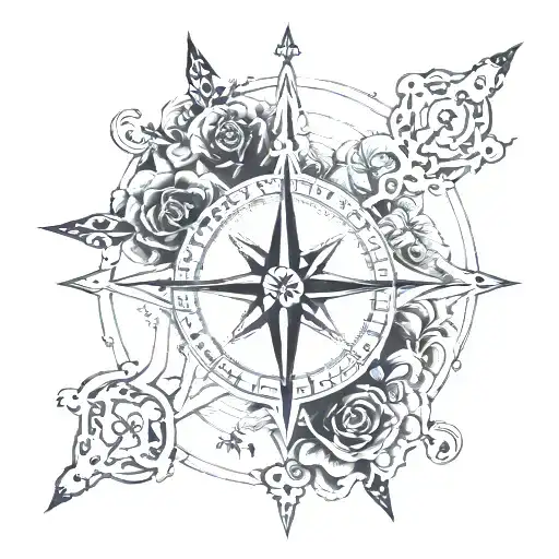 Compas With Coordinates Of A Significant Place