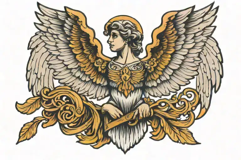 Angel And Eagle Spread Wings