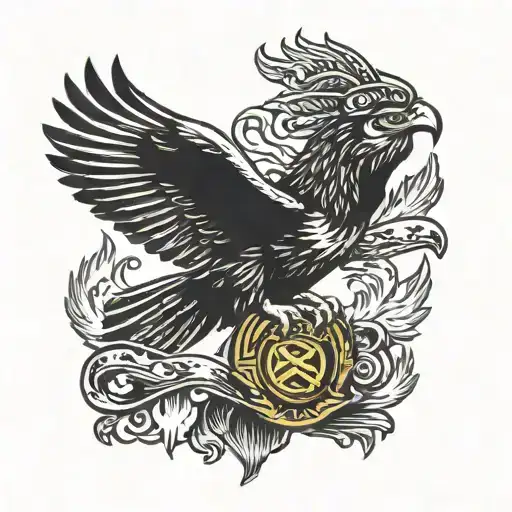 Eagle Flying While Holding Fireman's Helmet