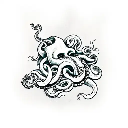 Kraken With Tentacles Flowing Down