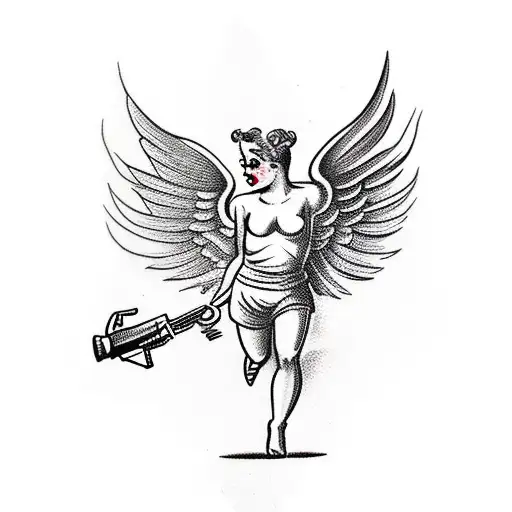 Cupid Shooting A Gun