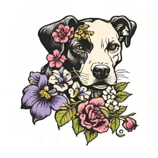 A Vibrant Bouquet Of Dog Paw Prints Intertwined With Violets And Carnations