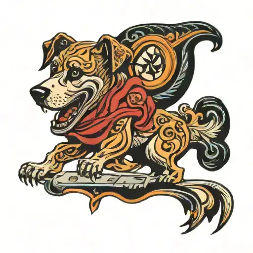 A Surreal Tattoo Of A Dog Transforming Into A Piece Of Art Inspired By 90S Music Videos