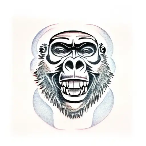 Gorilla With Skull